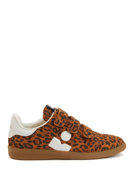 Leopard print women's leather sneakers