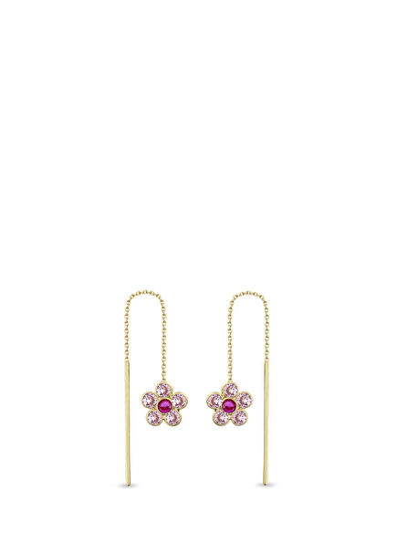 Pink Daisy 14K Gold Women's Earrings