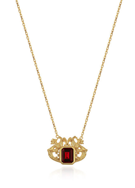 Lancelot Red 18K Gold Plated Silver Women's Necklace