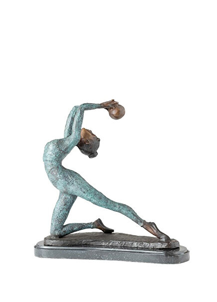 Ballerina Girl Holding Blue Metal Ball Decorative Object