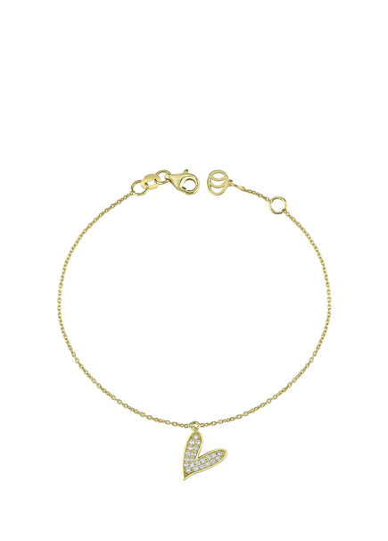 Diamond Heart-Shaped Women's Gold Bracelet