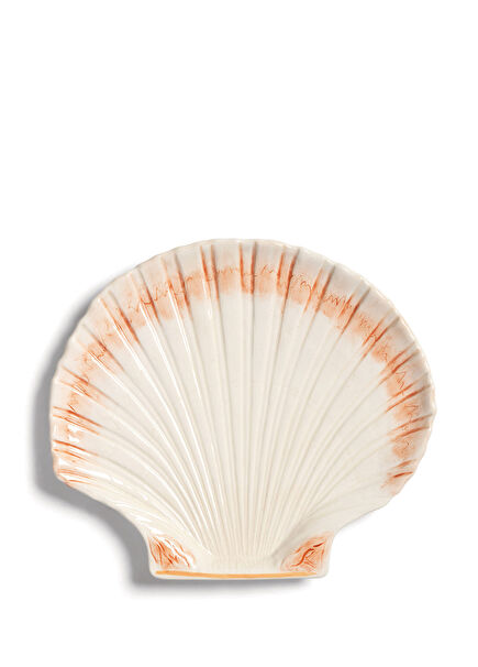 Midye Figürlü Dolomit Dekoratif Tabak 23 cm