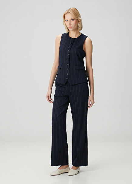 Irina Tailored Lacivert Çizgili Pantolon