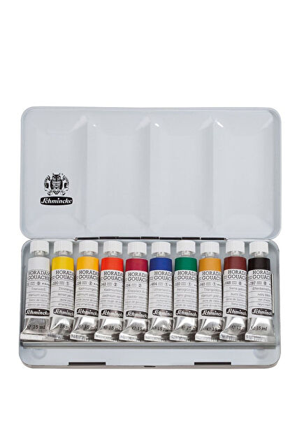 Horadam Artist Metal Kutu 10'lu Guaj  Boya Seti 10 x 15 ml