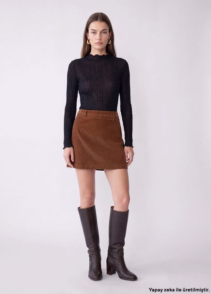 Tan Mini Corduroy Skirt