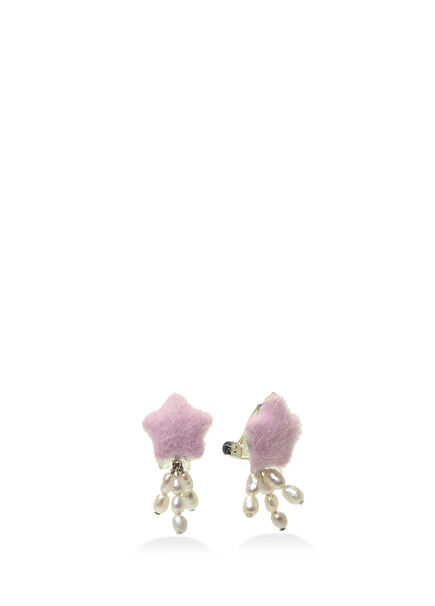 Lila Yıldız Formlu Boncuklu Kız Çocuk Küpe