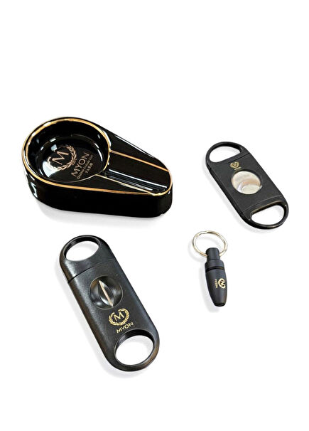 4 Parça Siyah Küllük Kesici Delici Puro Seti