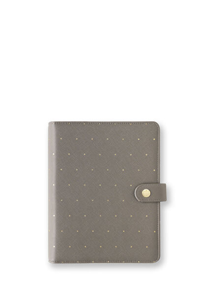 Moon Polka Grey Leather Cover Spiral A5 Undated Planner