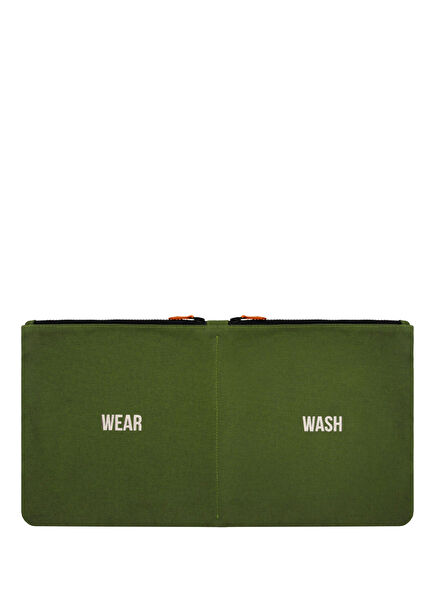 Wear & Wash Green Canvas Double Zipper Organizer Unisex Travel Bag