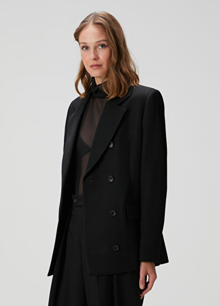 Philippa Black Wool Blazer