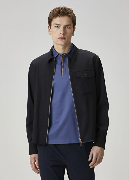 Navy Blue Wool Outer Shirt