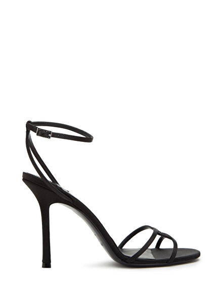 1998 Leo Black Satin Heeled Sandals
