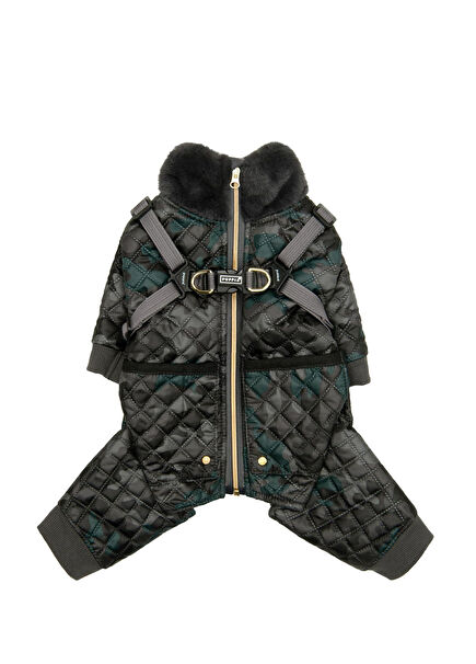  Bylur Jumpsuit Siyah Tasmalı Köpek Tulumu