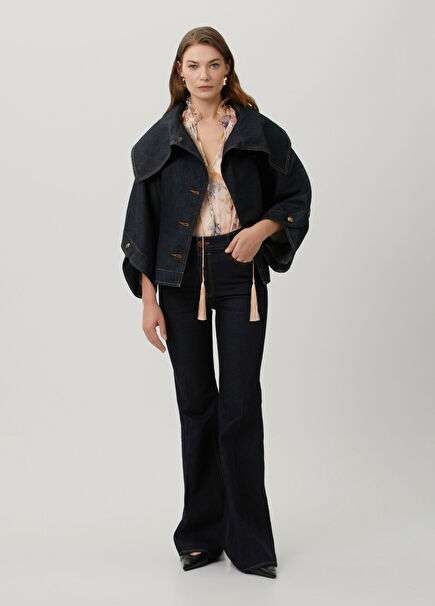 Slim Flare Lacivert Jean Pantolon