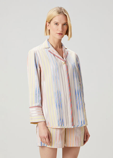 Orange Pink Silk Shirt