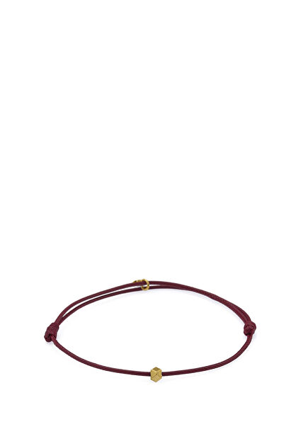 Şans Burgundy Rope 18K Gold Plated 925 Sterling Silver Women's Bracelet