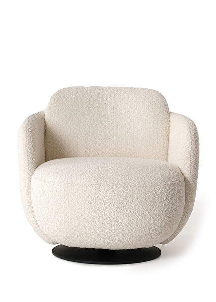 Kubeb Ekru Metal Döner Berjer