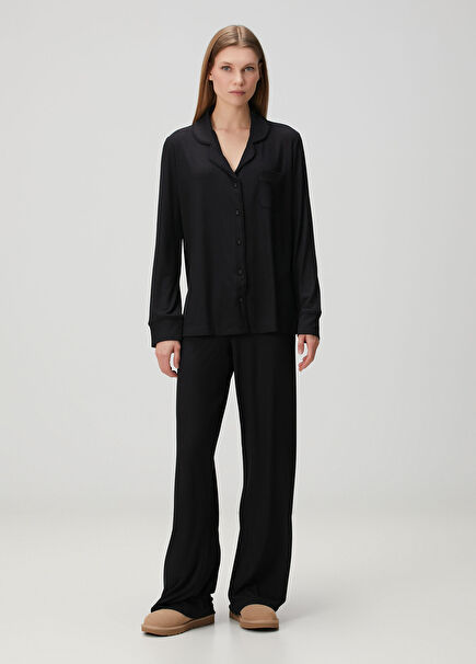 Rib Sleep Siyah Pijama Takımı