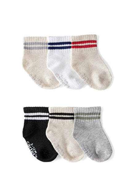 Patterned Colorful Baby Boy 6-Piece Socks Set