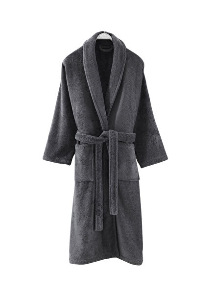 Sicilia Antrasit Pamuklu Unisex Bornoz