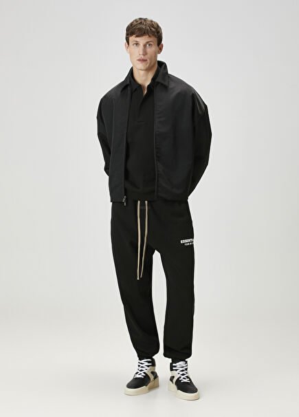 Black Waist Corded Jogger Sweatpants