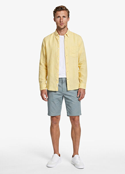 Green Plain Slim Fit Men's Shorts