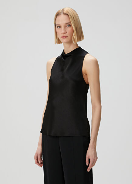 Black Satin Blouse