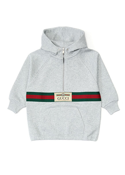 Gri Kapüşonlu Erkek Çocuk Sweatshirt