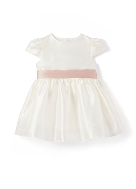 Ivory Blossom White Bow Short Sleeve Girls' Dress