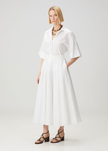 White Midi Cotton Skirt