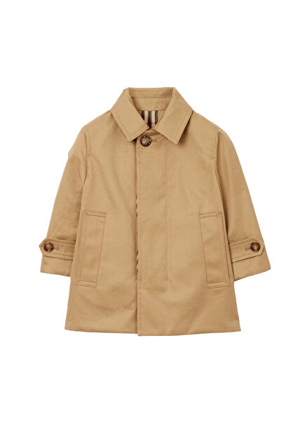 Burberry Reversible Check Gabardine Car Bej Çocuk Trençkot