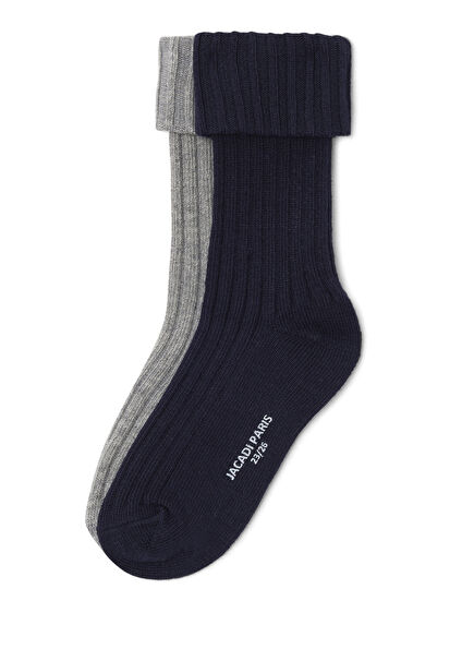 Navy Blue Boys' 2-Pack Ribbed Knit Socks