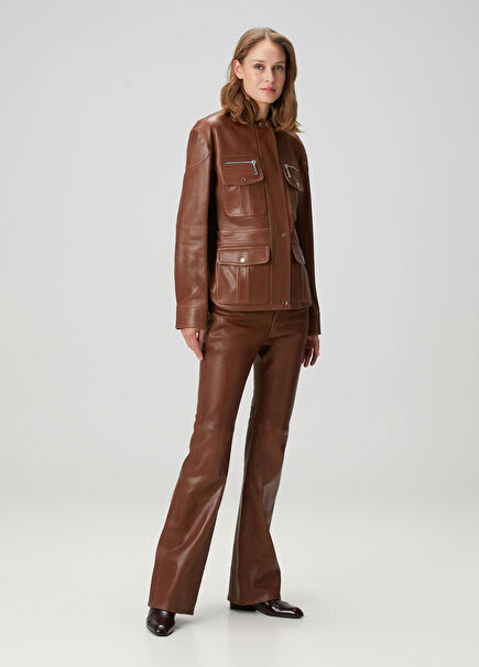 Kahverengi Deri Pantolon