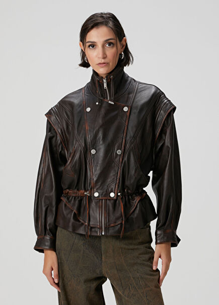 Brown Distressed Leather Jacket