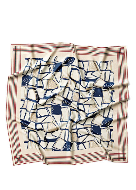 Mosaic Mirage Twill Desenli İpek Kadın Eşarp 