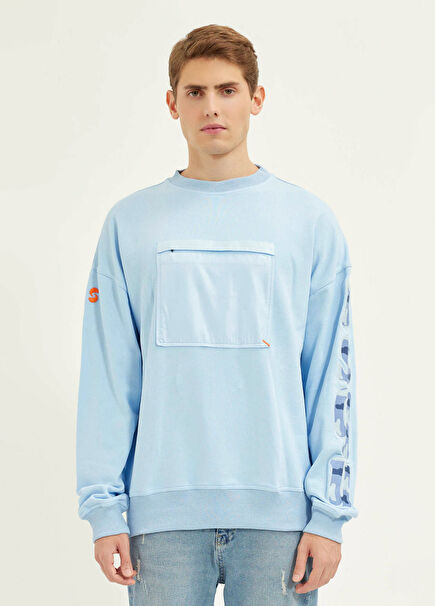 Uru Glacier Blue Oversize Crew Neck Sweatshirt