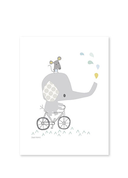 Bisiklet Süren Fil Bebek Odası Tablosu 30x40 cm