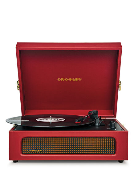 Voyager Vintage Burgundy Red Bluetooth Receiver and Portable Turntable