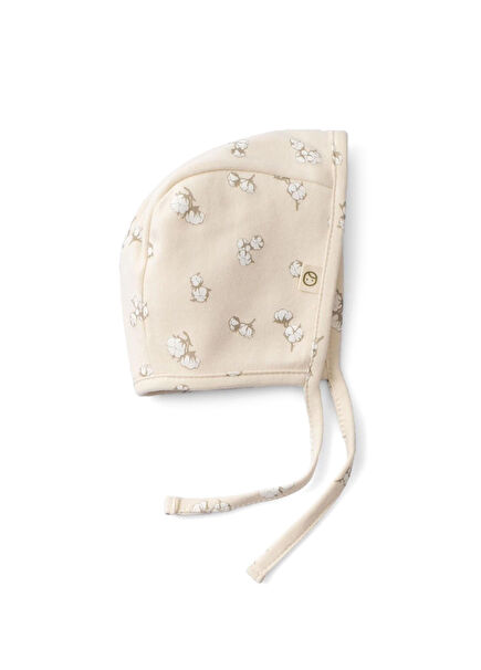 Light Beige Organic Cotton Patterned Unisex Baby British Hat