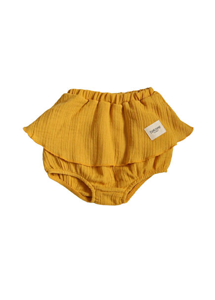 Hardal Müslin Kız Bebek Etekli Şort