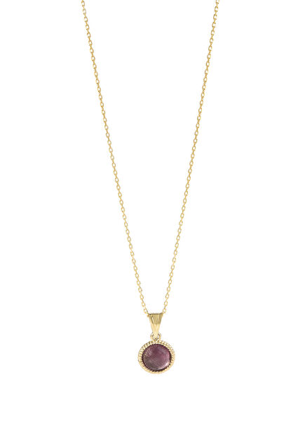 Sweet 14K Gold Amethyst Natural Stone Necklace