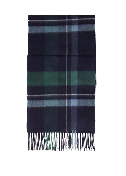 Arran Navy Blue Plaid Pattern Men's Cashmere Scarf