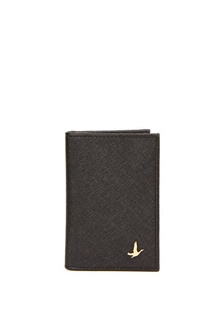 Black Logo Detailed Mens Card Holder