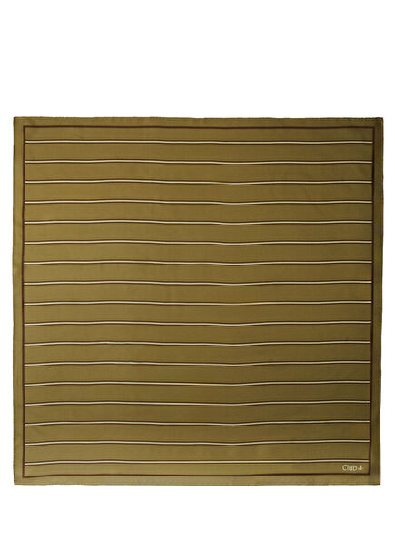 Haki İnce Çizgili İpek Eşarp