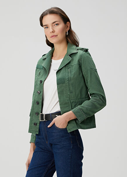 Klimi Epaulettes Green Jacket With