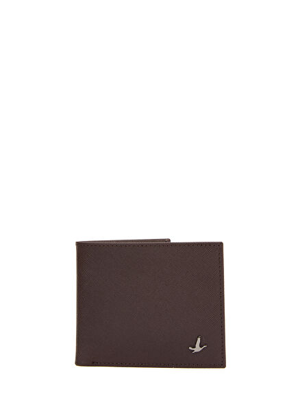 Kahverengi Logo Detaylı Erkek Deri Cüzdan