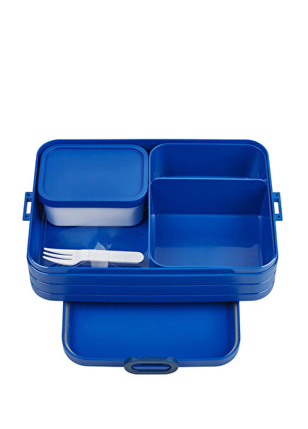 Bento Lunch Box Take A Break Large Compartmented Dark Blue Plastic Portable Food Container