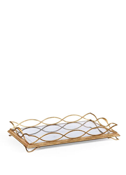 Jc Modern Luxe Gold Dikdörtgen Servis Tepsisi