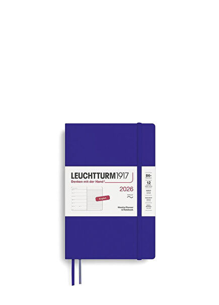 Ink Blue Bag Size B6+ Soft Cover English Striped 2026 12 Months Agenda and Notebook 372691
