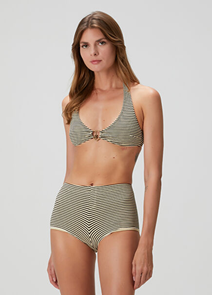 Beau Cream Striped Bikini Top